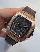 Hublot Spirit Of Big Bang 42mm, Aço/Rose Mostrador Cinza Esqueleto
