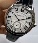 Cartier Drive 41mm Aço - Mostrador Preto - Pulseira Couro