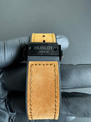 Hublot Classic Chrono Rosè 45mm Mostrador Preto Puls. Borracha/Couro