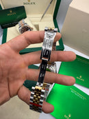 Rolex Date-Just 41mm/36mm/31mm Aço/Dourado, Mostrador Preto, Luneta Canelada