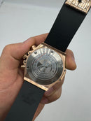 Hublot Big Bang 44mm Aço/Rose Mostrador Preto Esqueleto