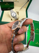 Rolex Datejust Aço/Rose 36mm/31mm, Most. Marrom Cravejado, Puls. Oyster - CLONE