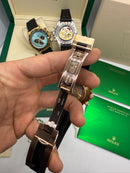 Rolex Daytona 40mm Dourado Mostrador Branco Luneta Preta