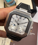 Patek Philippe Cubitus, Aço Fases da Lua 42mm, Mostrador Prata, Pulseira Nylon