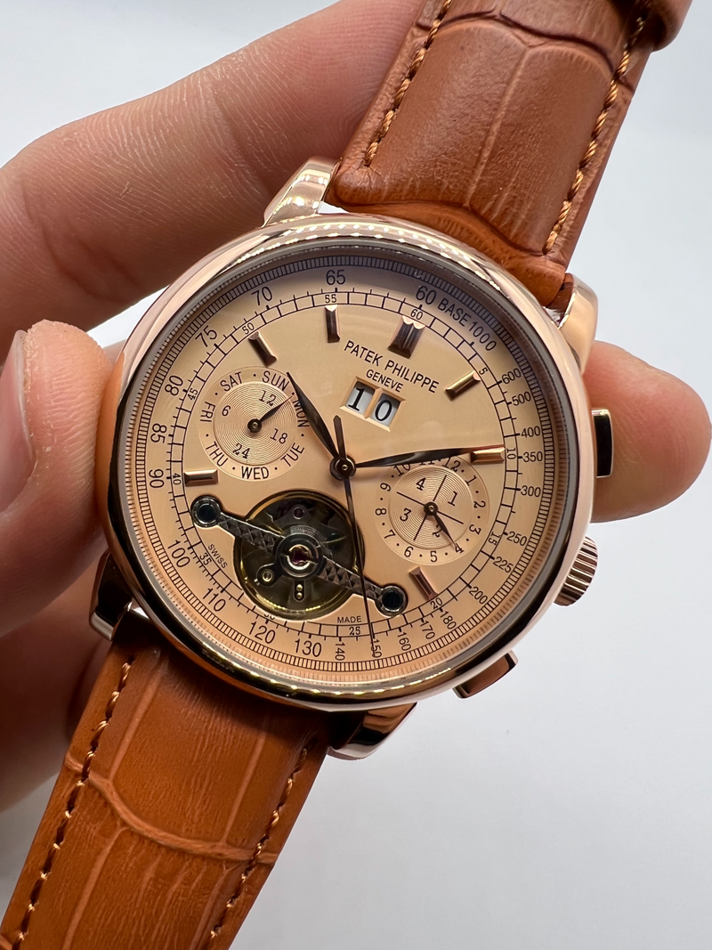 Patek Phillippe Turbilhão 42mm Aço, Pulseira Couro