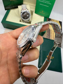 Rolex Date-Just 41mm/36mm, Aço Mostrador Cinza Luneta Canelada