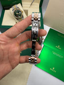 Rolex Date-Just 31mm/36mm Aço/Rose, Mostrador, Branco, Luneta Canelada