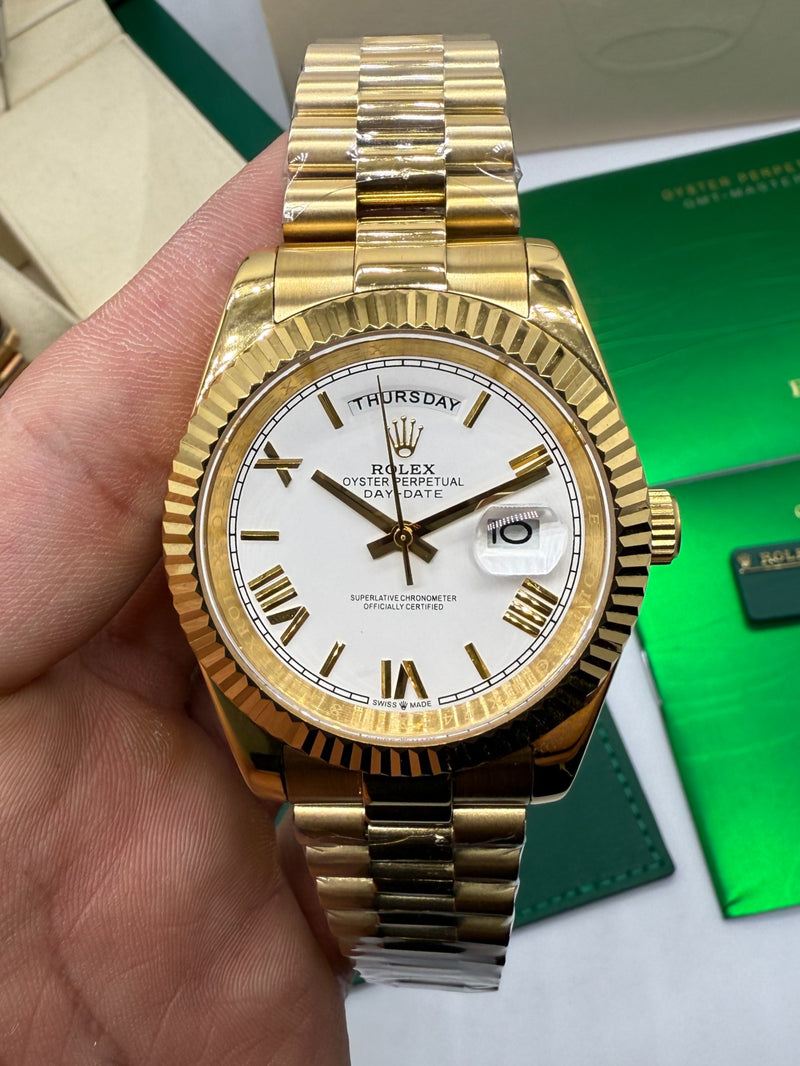 Rolex Day-Date Presidente 40mm Dourado Mostrador Branco