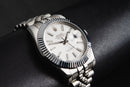 Rolex Datejust 41/36mm Aço Mostrador Branco, Luneta Canelada