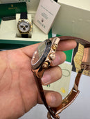 Rolex Daytona 40mm Aço/Rose Mostrador Marrom Luneta Preta
