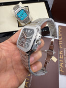 Patek Philippe Cubitus Aço, Fases da Lua 42mm, Mostrador Cinza