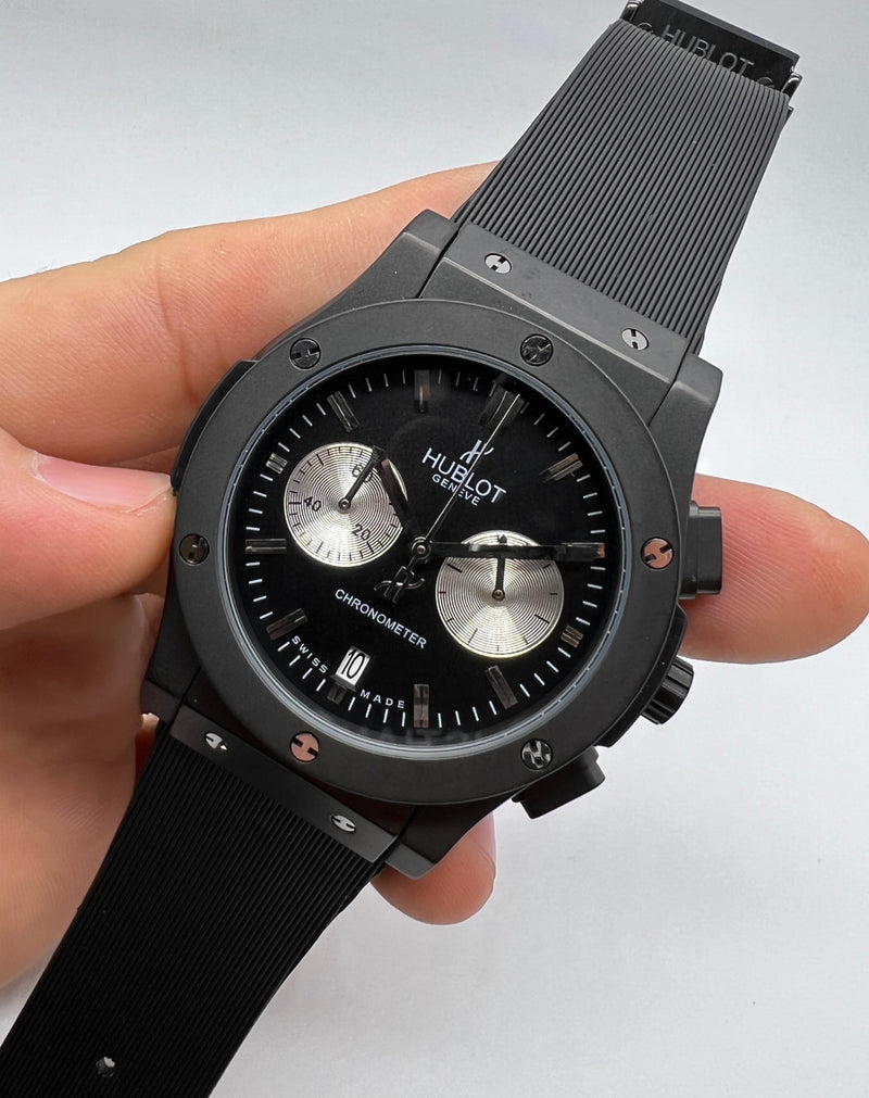 Hublot Classic Chrono OxiBlack 45mm Mostrador Preto Bisel Aço