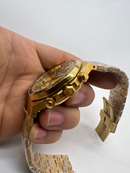 Audemars Piguet R.O. Dourado Mostrador Verde Bezel Pedras