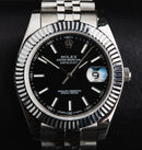 Rolex Datejust 41/36mm Aço Mostrador Preto, Luneta Canelada