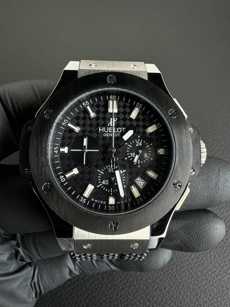 Hublot Big Bang 44mm Aço Mostrador Preto Bezel Preto