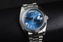 Rolex Day-Date 40mm Mostrador Azul Luneta Canelada
