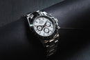 Rolex Daytona 40mm Aço Mostrador Branco Luneta Preta