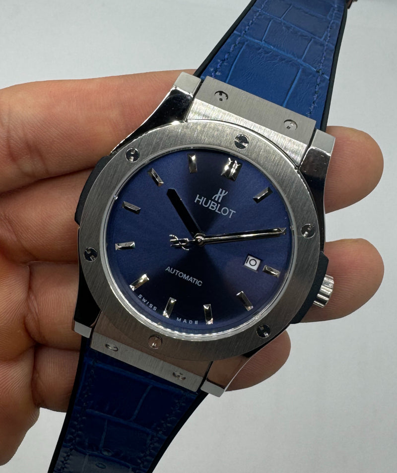Hublot Classic Fusion 45mm Aço, Mostrador Azul
