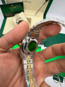 Rolex Date-Just 31mm/36mm Aço/Dourado, Mostrador Verde, Luneta Canelada