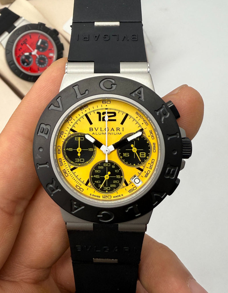Bvlgari Aluminium Crono 41mm - Aço - Mostrador Amarelo
