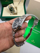Rolex Date-Just 41/36/31mm Aço, Mostrador Preto, Luneta Canelada