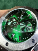 Hublot Classic Chrono 45mm Aço Mostrador Verde Pulseira Couro com Borracha
