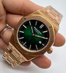 Audemars Piguet Royal Oak 39mm Mostrador Verde Bezel e Pulseira Aço Rose