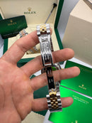 Rolex Date-Just 31mm/36mm Aço/Dourado, Mostrador Dourado, Luneta Canelada