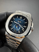 Patek Philippe Nautilus 39mm, Mostrador Azul, Pulseira Aço