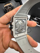 Hublot Square Bang Turbilhão Aço/OxSilver 45mm, Mostrador Cinza Esqueleto