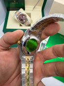 Rolex Date-Just 31mm/36mm Aço/Dourado, Mostrador Verde, Luneta Canelada
