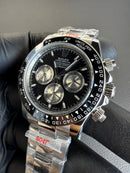 Rolex Daytona 40mm Aço Mostrador Preto Luneta Preta