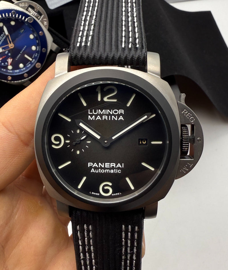 Panerai Luminor Marina 44mm Aço Mostrador Preto Gradiente Pulseira Nylon