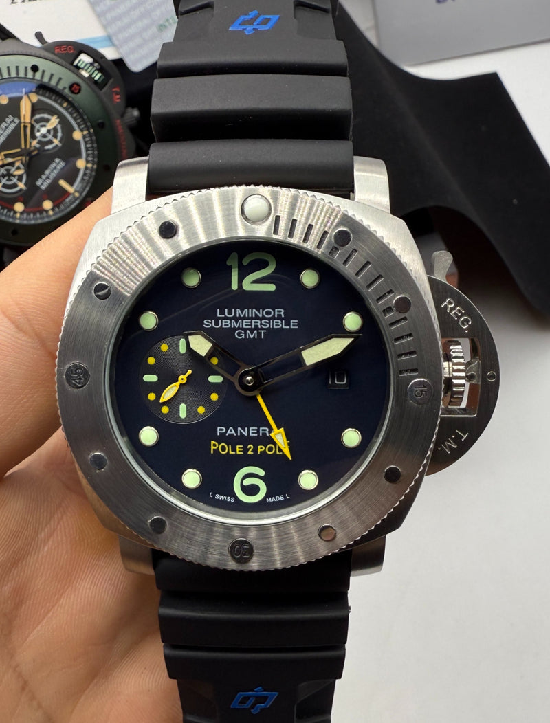 Panerai Submersible GMT - POLE 2 POLE - 47mm Aço Mostrador Azul