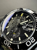 Tag Heuer Aquarecer Calibre 16 Aço OxBlack 43mm, Mostrador Preto, Puls. Lona