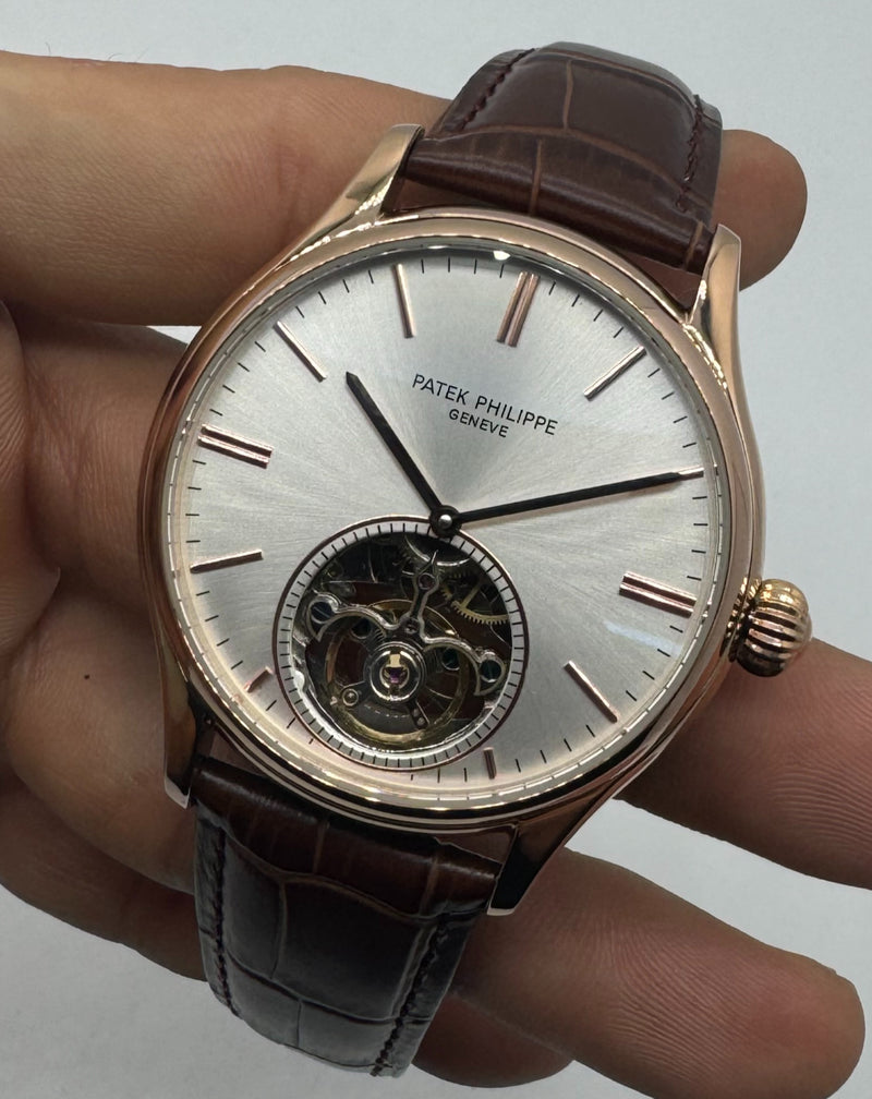 Patek Philippe Classic Turbilhão 40mm Aço/Rose, Pulseira Couro