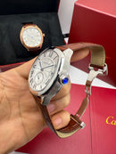 Cartier Drive 41mm Aço - Mostrador Branco - Pulseira Couro