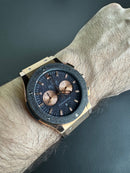 Hublot Classic Chrono Rosè 45mm Mostrador Preto Puls. Borracha/Couro