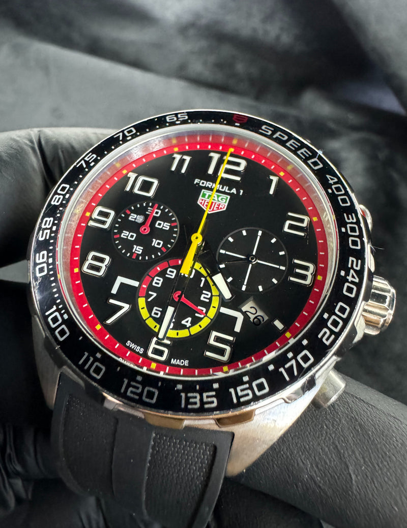 Tag Heuer F1 Cronometro 42mm Aço Mostrador Preto Luneta Preta