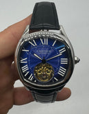 Cartier Drive 41mm Turbilhão Aço - Mostrador Azul - Pulseira Couro