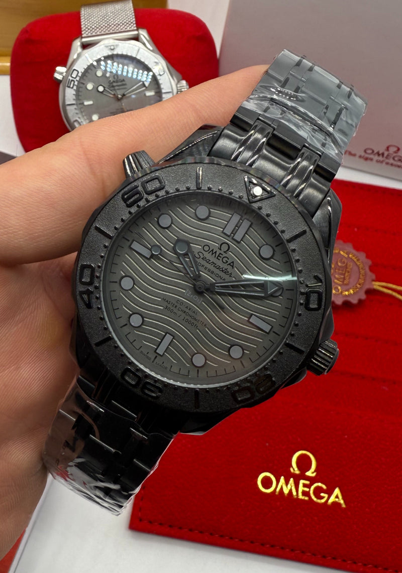 Omega Seamaster Co-Axial 40mm Mostrador Preto Aço/OxBlack
