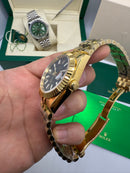 Rolex Date-Just 41mm/36mm Aço/Dourado, Mostrador Dourado, Luneta Canelada