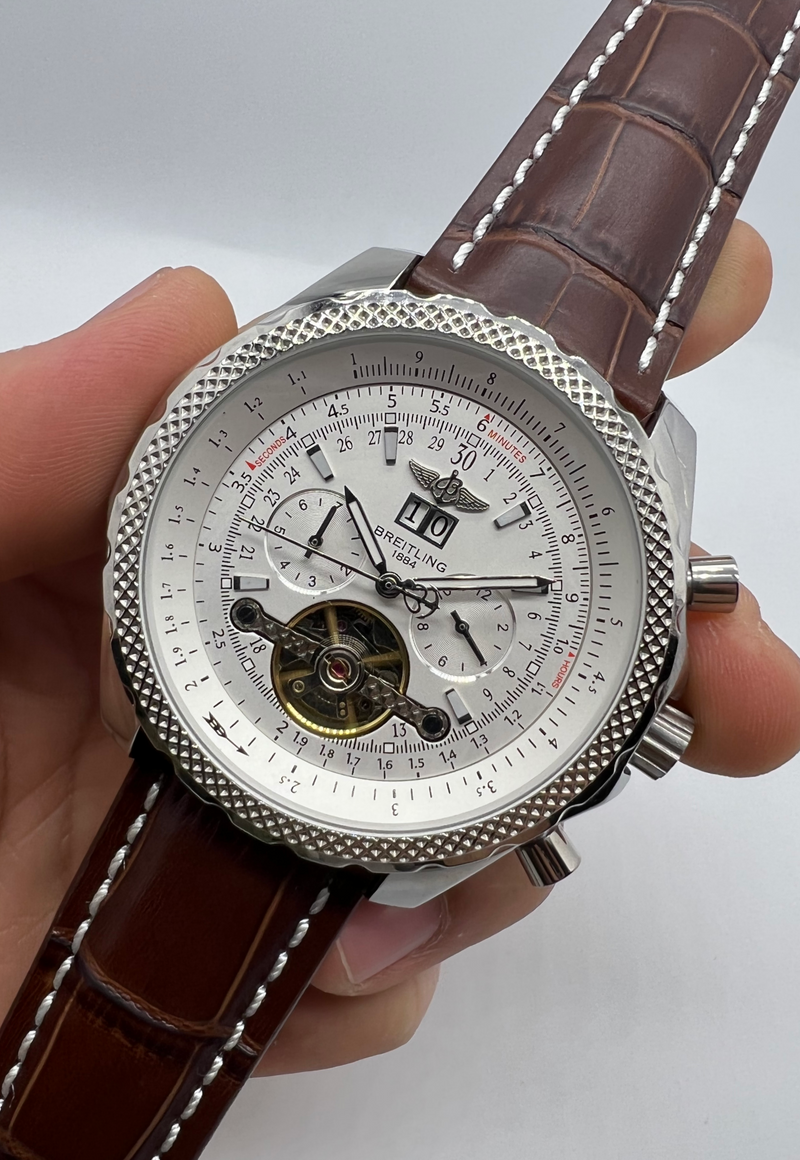 Breitling for Bentley Motors Turbilhão Aço 45mm Pulseira Couro