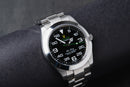 Rolex Air-King 40mm Aço Mostrador Preto Luneta Lisa Pulseira Oyster