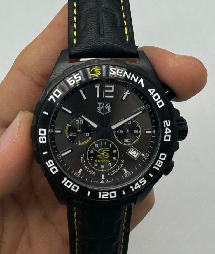 Tag Heuer F1 SENNA Calibre 16, 43mm Aço/OxBlack, Mostrador Cinza
