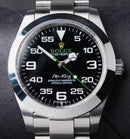 Rolex Air-King 40mm Aço Mostrador Preto Luneta Lisa Pulseira Oyster