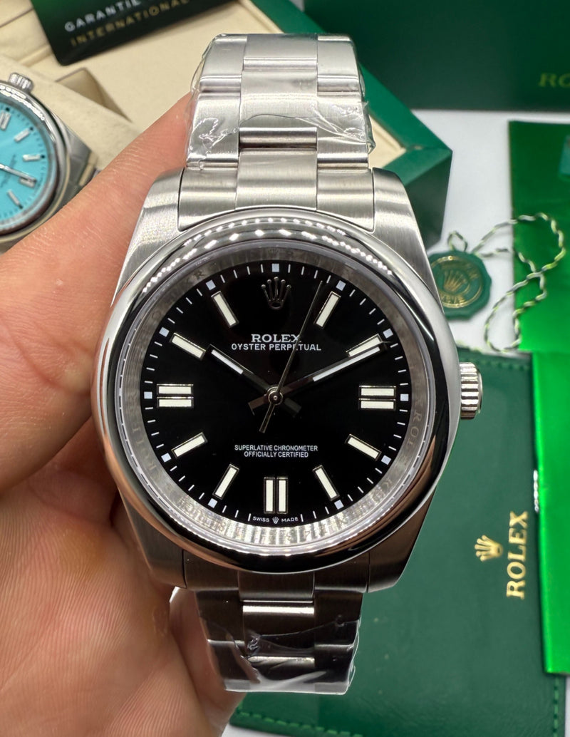 Rolex Oyster Perpetual 36mm/41mm Aço Mostrador Preto