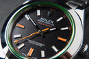Rolex Milgauss 40mm Aço Mostrador Preto Luneta Lisa Pulseira Oyster