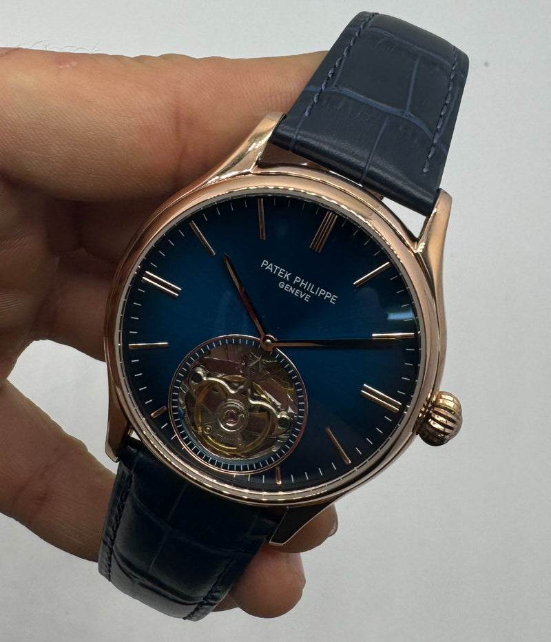 Patek Philippe Classic Turbilhão 40mm Aço/Rose, Pulseira Couro