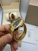 Bvlgari Serpenti Tubogas 01 Volta 35mm Aço/Dourado Mostrador Preto - Cravejado